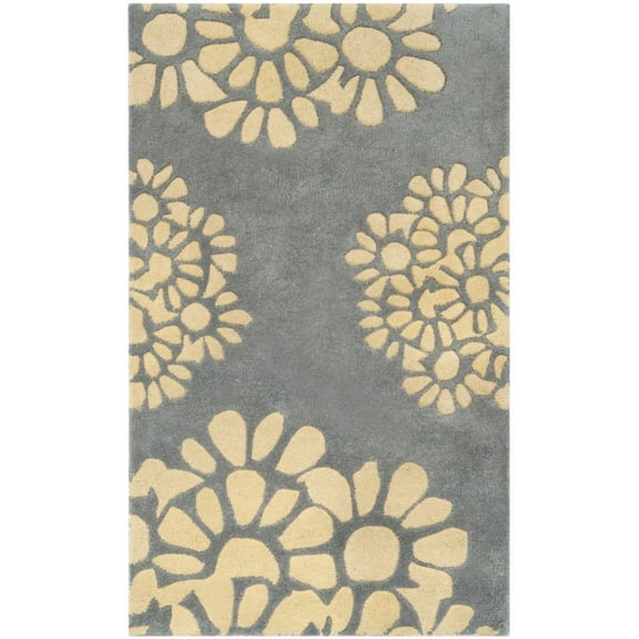 SAFAVIEH Martha Stewart Floral Circles Area Rug, Cement, 2'6" x 4'3"