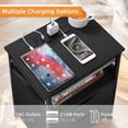 thumbnail image 6 of LELELINKY End Table with 2 Drawers Bedside Table with Charging Station & 7 Color LED Light, End Table with Storage Shelf for Living Room, Black, 6 of 7