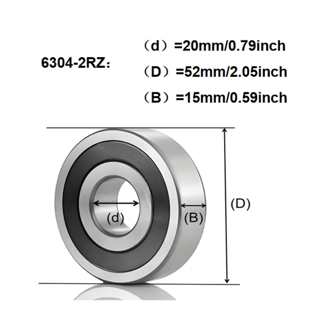 CKU Deep-Groove Ball Bearings 6304-2RS Double 2RS Rubber Sealed Pre-Lubricated Chrome Steel 10-Pack 20x52x15mm