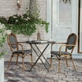 thumbnail image 3 of Flash Furniture 2 Pack Indoor/Outdoor Commercial Thonet Bistro Stacking Chair with Arms, Black and White PE Rattan and Natural Aluminum Frame, 3 of 15