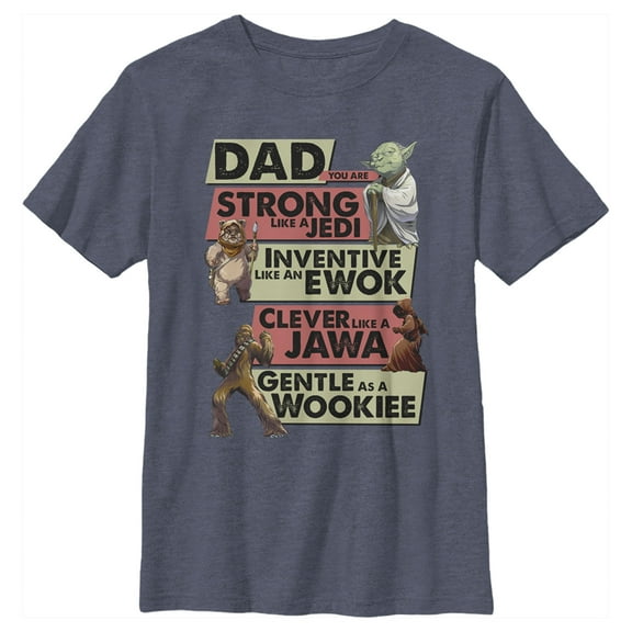 Boy's Star Wars Dad You Are Strong Like A Jedi Graphic Tee Navy Blue Heather X Large