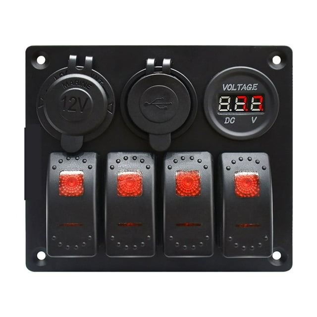 Marine Switch Panel IP65 Waterproof - 4 Gang Boat Switch Panel ,Easy to Install