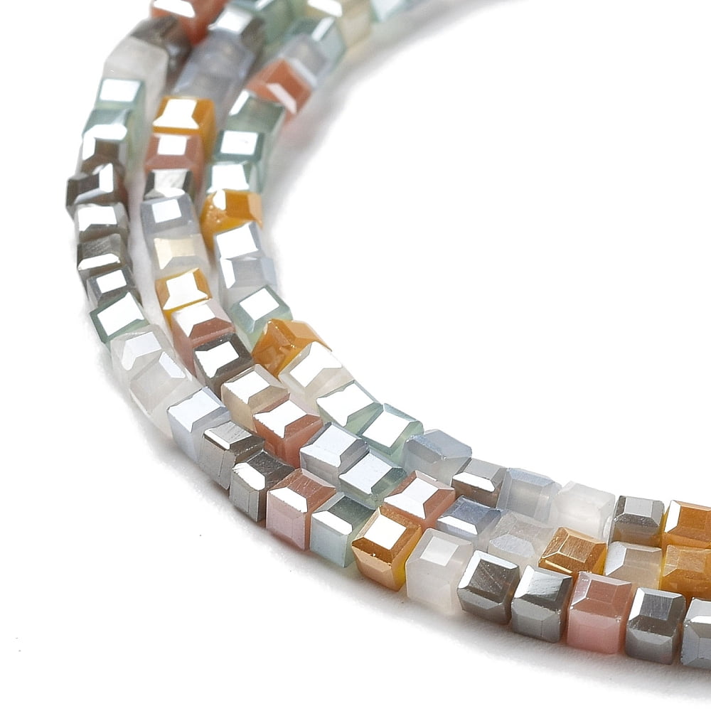20strands Gradient color Electroplate Glass Bead Strands Segmented Multi-color AB color Faceted Cube Light Steel Blue 2.5x2.5x2.5mm Hole: 0.8mm about 170~180pcs/strand 16.93~17.72 inch(43~45cm)