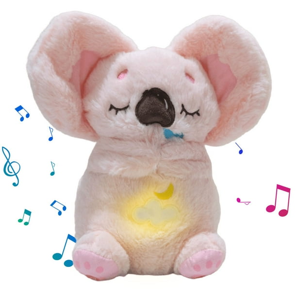 (Orejas en Movimiento) Koala Que Respira Calmante Bebé Recién Nacido Muñeca Calmante Con Y para Calmar La Muñeca Musical para Dormir (Rosa)