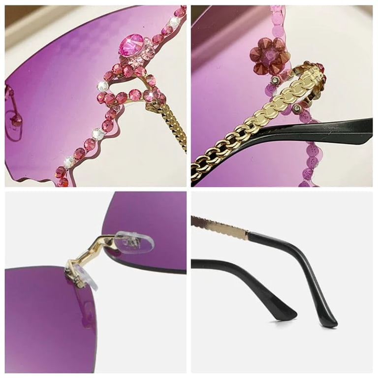 3 Pairs Fashion Riding Sunglasses Oversized Frame Rhinestone Embellished Metal Amazon.com: Rodeo Queen Angel Plus Padded Motorcycle  main image 4