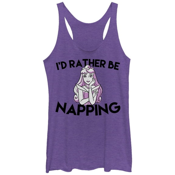 Women's Sleeping Beauty Aurora Rather Nap Racerback Tank Top Purple Heather Small