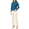 thumbnail image 2 of INSPIRE CHIC Women's Point Collar Long Sleeve Button Shirt, 2 of 5