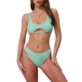 thumbnail image 1 of INSPIRAR CHIC Conjuntos de Bikini de Corte con Espalda al Descubierto para Mujeres de 2 Piezas, Top de Cuello Redondo y Parte Inferior Triangular, Trajes de Baño, Pequeño Verde Menta, 1 of 5