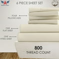 thumbnail image 2 of 6PC Bedding Set- 100% Organic Cotton Bed Sheet Set 800 Thread Count, Crisp and Cooling Sateen Weave, Soft Breathable, Eco-Friendly, 10-Inch Deep Pocket - Ivory, RV-King, 2 of 7
