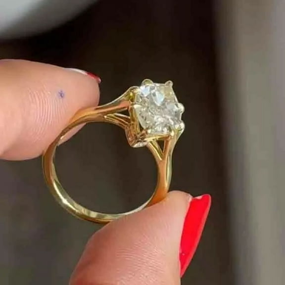 1.5Ct 14K Yellow Gold Plated Marquise Cut Lab-Created Diamond Ring