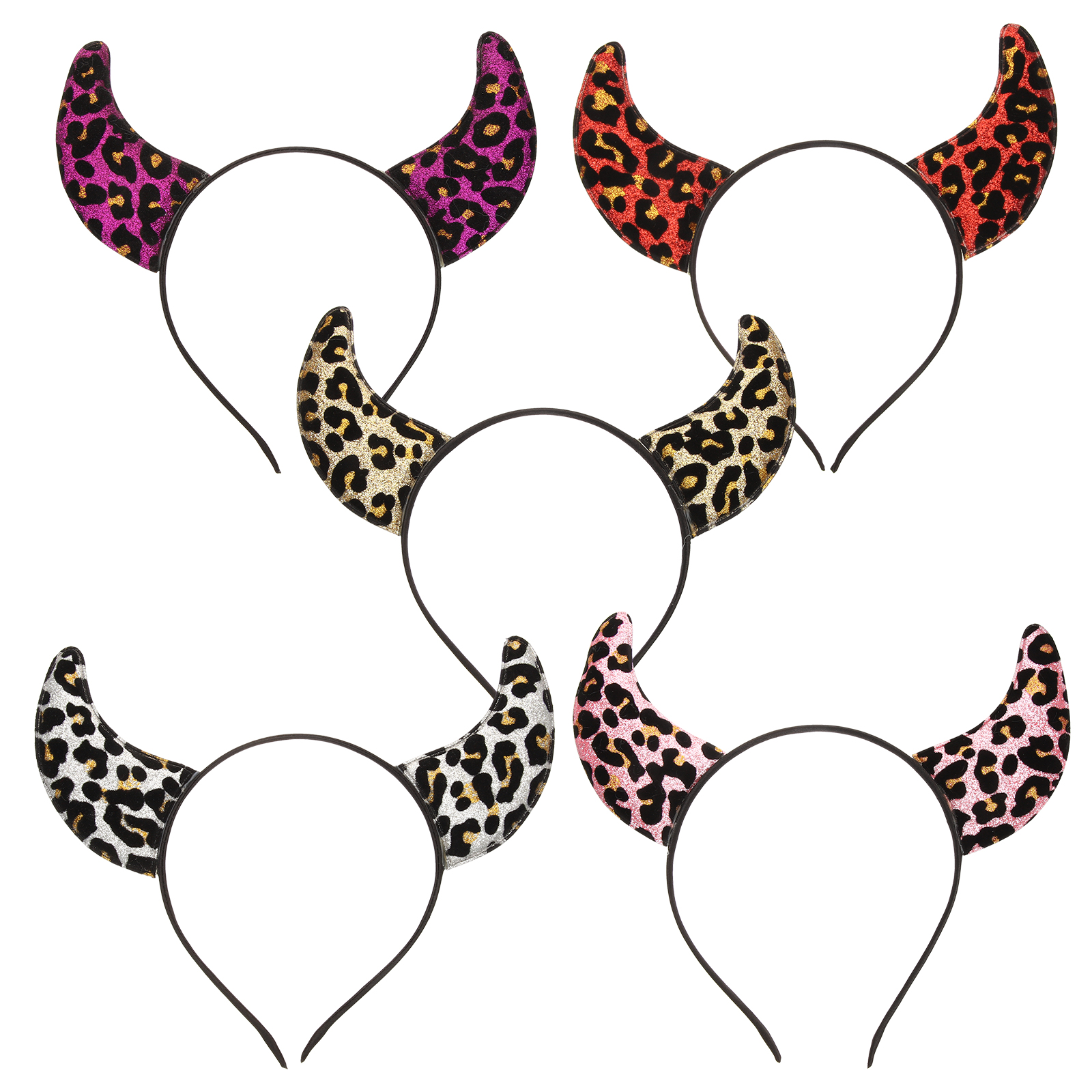 5pcs Halloween Devil Horn Hair Hoops Headband Dress Up Headwear Cosplay