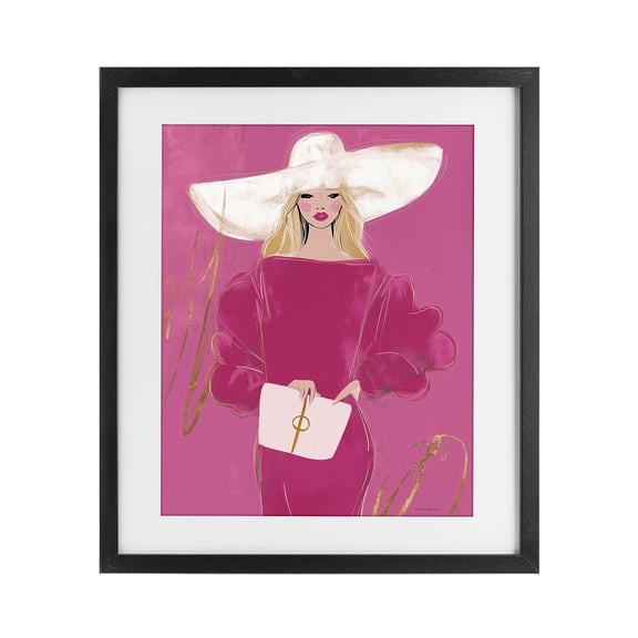 Stupell Industries Art Deco Lady In Pink with Hat Black Framed Print Under Glass, 13 x 16, by Svetlana Aleynikova