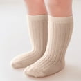 thumbnail image 2 of ZQUUVOU Baby Toddler Grip Tube Socks Knee High Socks Solid Color Non Slip Socks Comfy Warm Floor Crawling Socks for Boys Girls Khaki, 2 of 5