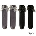 thumbnail image 2 of Esaierr 2 Pairs Toddler Girls Knee High Socks for Kids Long Socks Bow tie Stockings for 3-12Y, 2 of 5