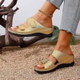 thumbnail image 4 of Slip On Wedge Slides for Women Comfortable Glitter Mules Non Slip Platform Sandals Lightweight Open Toe Retro Beach Shoes Gold Size 9.5, 4 of 6