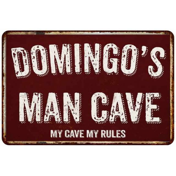 DOMINGO'S Man Cave Red Grunge Sign 8 x 12 High Gloss Metal Sign 208120003389