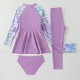 thumbnail image 7 of vigerkar Kids Swimsuits Girls Baby Modest Swimwear Long Sleeve Swim Top Pants 3PCS Rash Guard Bathing Suit (Purple, 10-11 Years), 7 of 7
