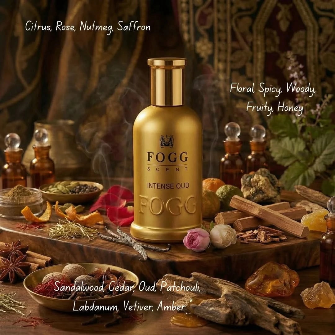 Fogg Scent Intense Oud Eau De Parfum, Long-Lasting Oriental Fragrance for Unisex, 100ml (3.4 fl oz)