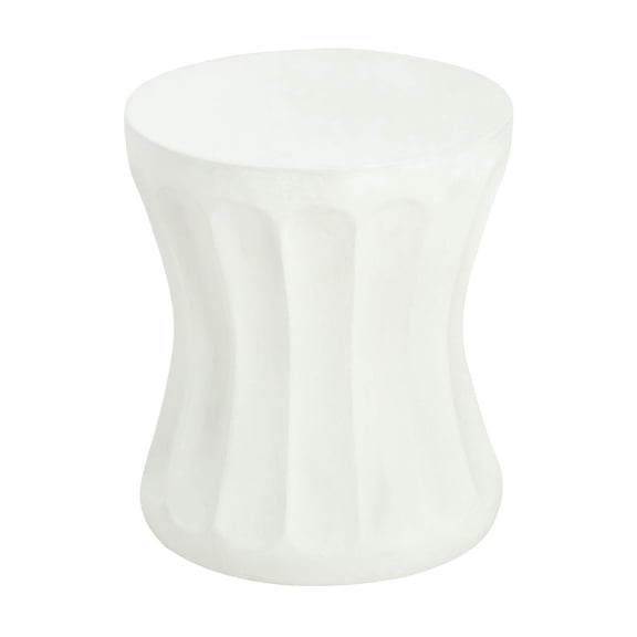 S-HOME Antique White Round Concrete Side Table for Outdoor and Living Room Use, Durable Mgo End Table, Stylish Home Decor