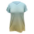 thumbnail image 4 of Clearance under 10.00 LYXSSBYX Womens Shirts Short Sleeve V Neck Clearance Women's Summer Casual Pullover V-Neck Loose Type Short Sleeve Ladies Petal Sleeve, 4 of 5