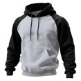 thumbnail image 2 of yuCgh Men's Colorblock Hoodie Sweatshirt, Plus Size Casual Sports Pullover, Trendy Two-Tone Design for Loose Fit and Everyday Comfort,Light Gray 2XL, 2 of 6