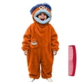 thumbnail image 2 of Funny Cartoon Monster Onesie Pajamas for Adults - Silly Big Mouth Character Plush One Piece Loungewear, Cozy Fleece Jumpsuit for Halloween & Christmas with 1 Comb, 5 Colors, 120-150, 2 of 6