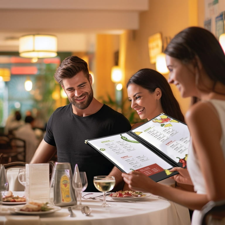 WeChef 30 Pack 14x8.5 Menu Covers, 3 Pages 6 Views, Black