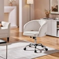thumbnail image 6 of Wubio Home Office Chair Velvet Desk Chair, Upholstered Modern Swivel Chair with Tufted Barrel Back, Rolling Wheels for Office, Study, Vanity-Cream, 6 of 11