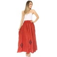 thumbnail image 5 of Sakkas Zarah Women's Boho Embroidery Gypsy Skirt with Lace Elastic Waist Pockets - Cayenne - Plus Size, 5 of 5