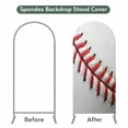 thumbnail image 4 of Baseball Arch Backdrop Cover, Spandex Fitted Wedding Arch Cover, Red White Texture Sports Ball Minimalist Round Top Stand Covers for Birthday Ceremony Bridal Shower Party Decor 4x1.65 Ft, 4 of 9