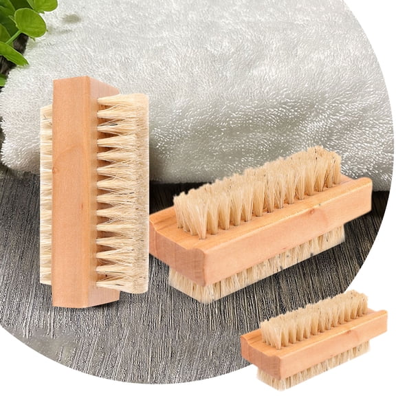 LYCAQL Non-Slip Wooden Two-sided Hand and Nail Brush Stiff Bristle Fingernail Brushes for Cleaning Under Nails Heavy Duty Fingernail Brush for Manicure and Automotive Use - 2 Pack