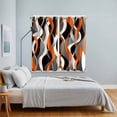 thumbnail image 4 of Abstract Stripes Kitchen Curtains 63 Inch Length, Retro Modern Orange Black Gray Lines Grommet Top Bedroom Living Room Curtains, Light Filtering Cafe Curtain Drapes 2 Panels Set 84''x63'', 4 of 9