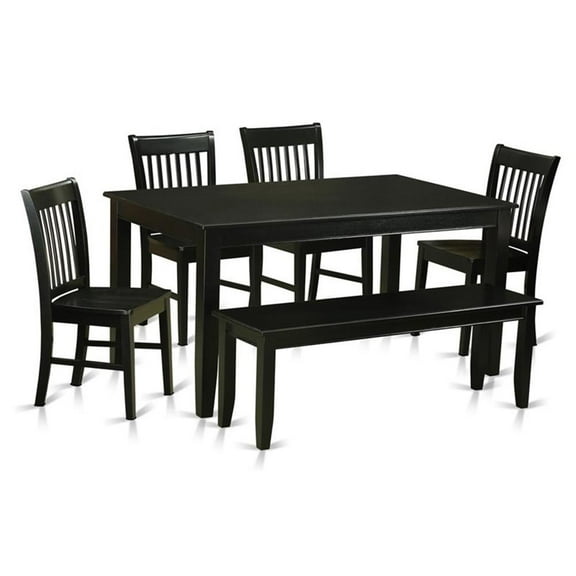 Atlin Designs 6-piece Dining Set with Wood Seat in Black