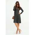 thumbnail image 4 of DEVOPS Women's Casual Long Sleeve Empire Waist Loose Dress with Pockets (Large, DK. Grey), 4 of 7