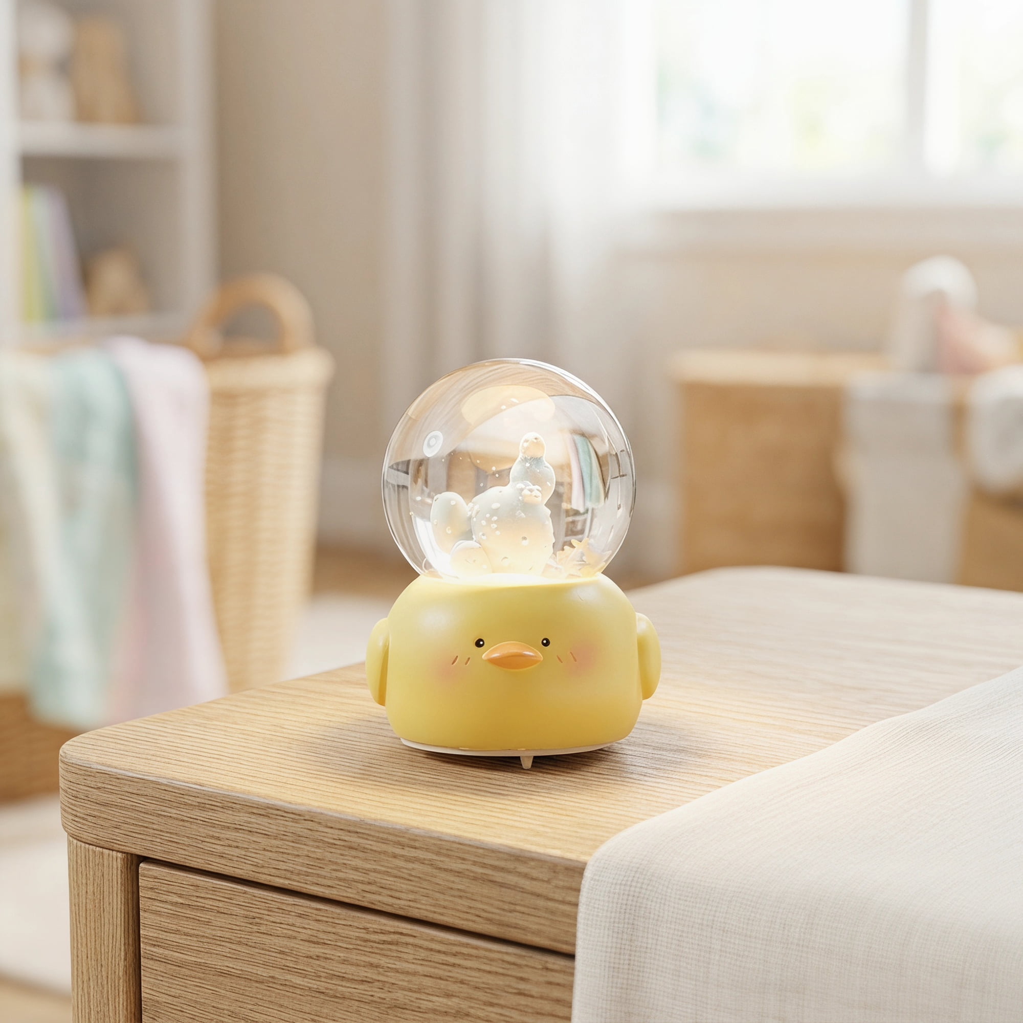 Unique Bargains Mini Resin Figurine Snow Light Up Crystal Ball Yellow 1.8" x 1.8" x 2.7"