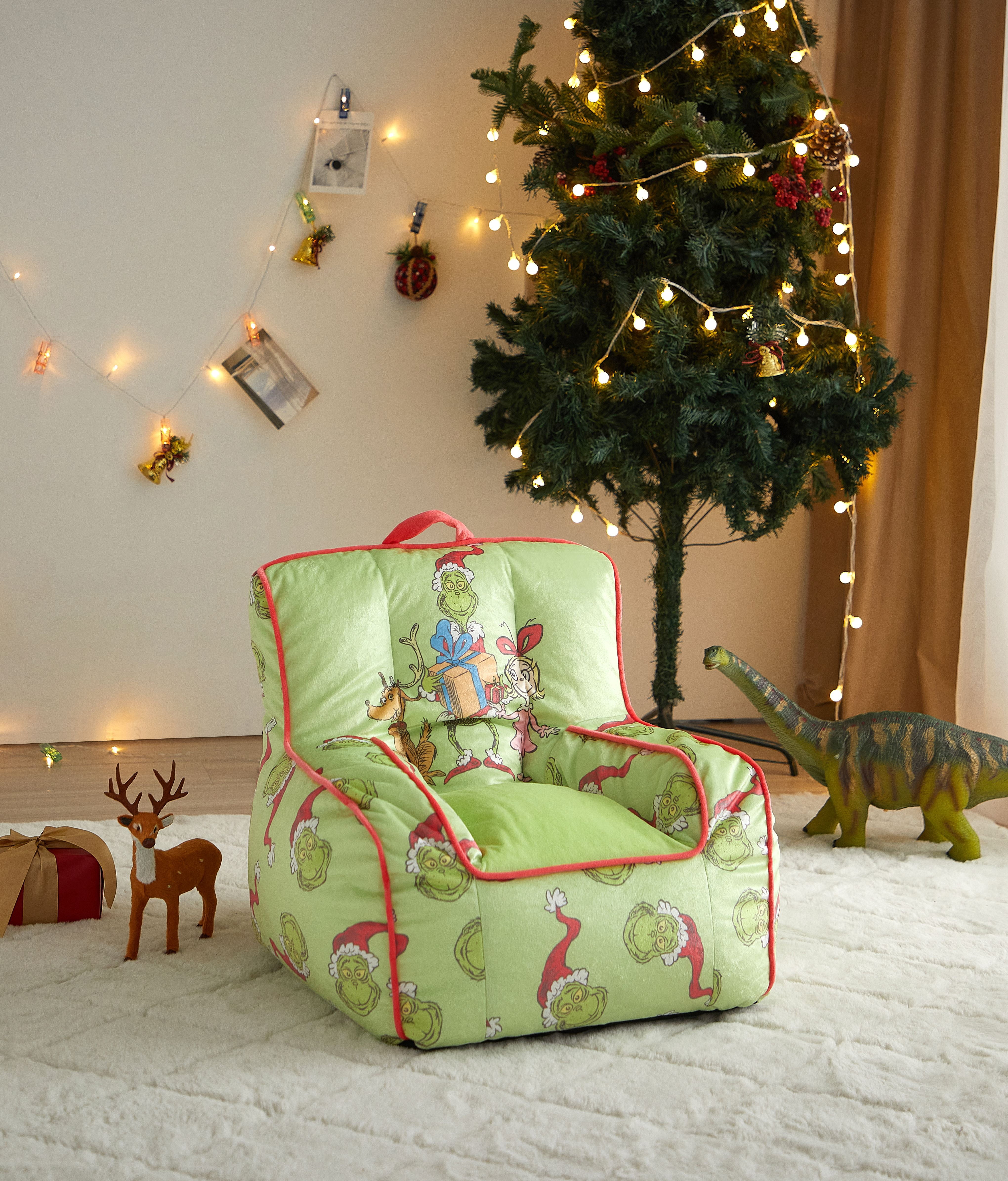 Grinch 18" Toddler Square Beanbag Chair, Green