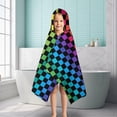 thumbnail image 6 of Rainbow Checkered Pattern Hooded Bath Towel，50"x30" for Ages 3 To 12 Kids, Quick Dry Lightweight Soft Microfiber Hood Beach Towel Cover Up for Kids, 6 of 7