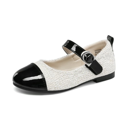 Dream pairs Girls Mary Jane Ballet Flats Dress Shoes for Party School Wedding SDFL226K WHITE/BLACK Size 8