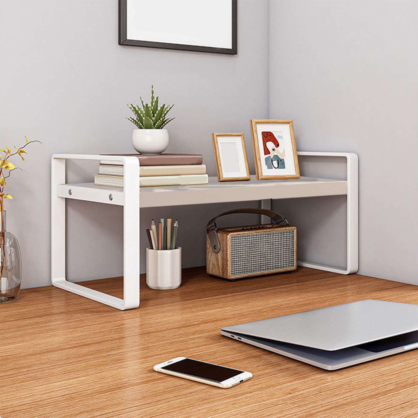 Generic Wood Office Desk Shelf Organizer - Desktop Supplies Cute Dresser Top Organization Storage Rack and Cubicle Decor Aesthetic Bookshelf
