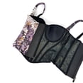 thumbnail image 4 of Floral Bustier Tops Spaghetti Straps Slim Fit Boned Waist Cincher Trendy Party Club Night Out Shapewear Purple S, 4 of 9