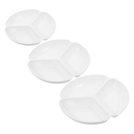 FRCOLOR 3pcs White Plastic Art Paint Tray Palette 3 Well Watercolor Paint Palettes Empty Paint Mixing Palette For Painting Party Craft Diy Art Acrylic Painting