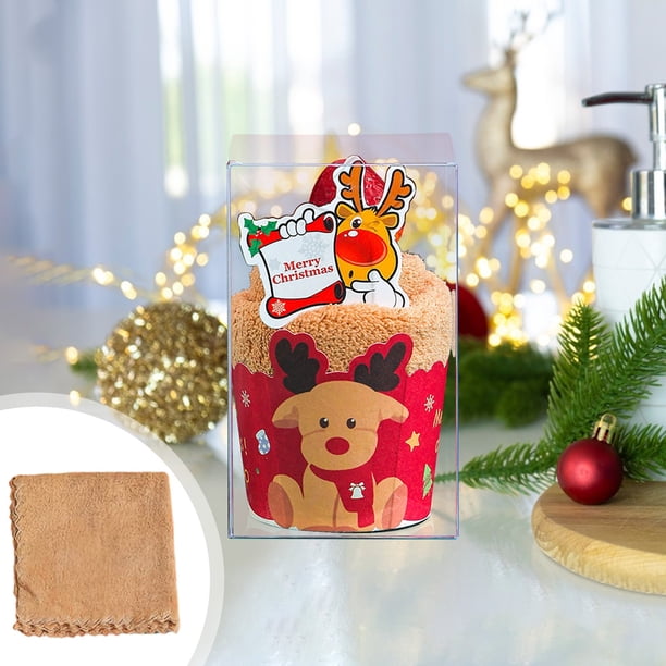 Xihbxyly Almacén de Liquidación Toalla de Vellón Coral In Pastel de Navidad, Regalo Pequeño para Eventos Festivos, Regalo Práctico, 11,81 X 11,81 Pulgadas
