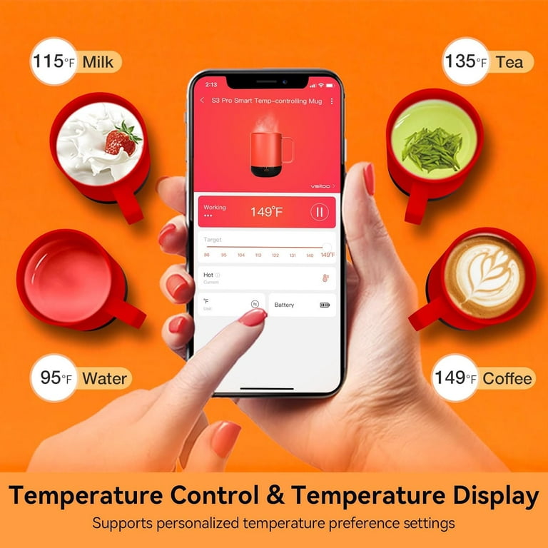 Vsitoo S3pro Temperature Control Smart Mug 2 With Lid, Self Heating Coffee  Mug 14 Oz, 90 Min Battery Life - APP & Manual Controlled Heated Coffee Mug  - Improved Design - Gifts For Coffee Lovers