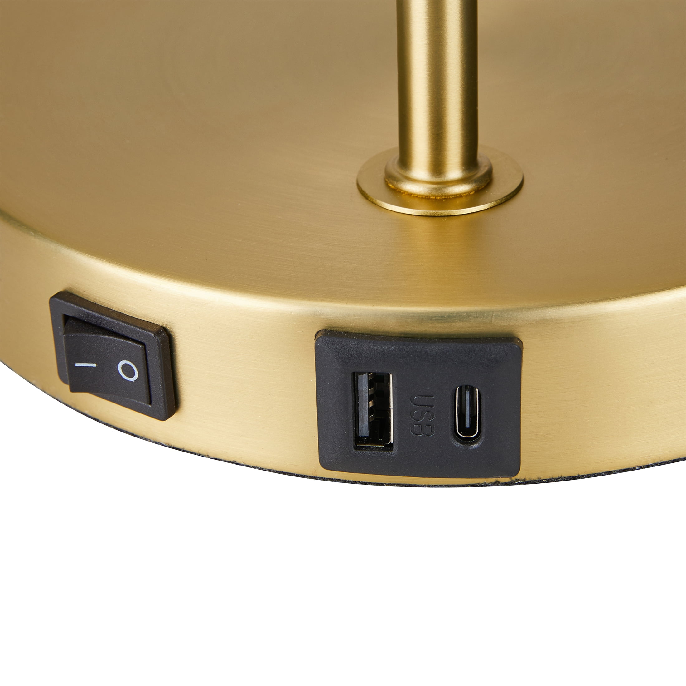 Better Homes & Gardens 17.5" Frosted Globe Desk Lamp with USB Ports, Brass