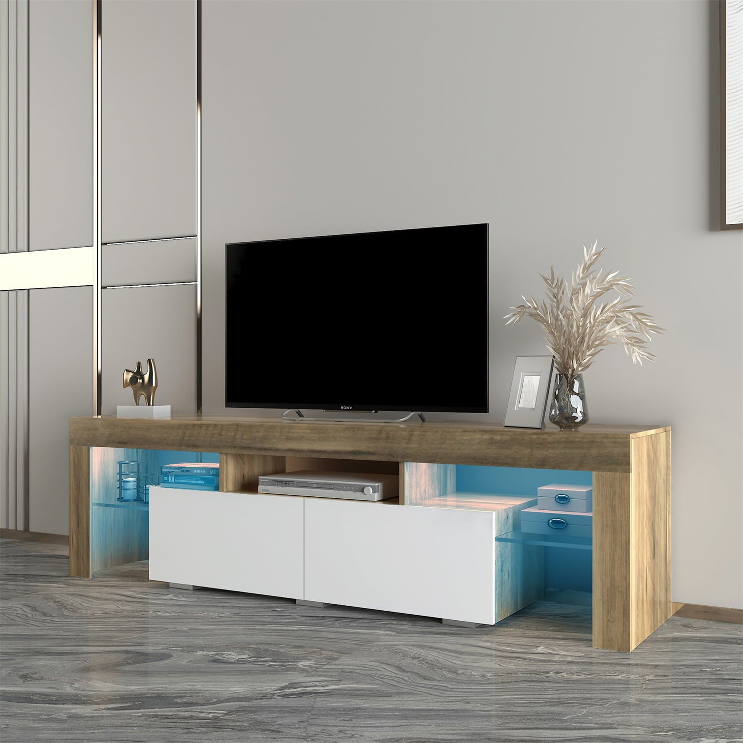 Kadyn Corner Tv Stand, Entertainment Center for Tvs with Storage, Tv Console with Rgb Lights for Living Room, White Kadyn Corner Tv Stand, Entertainment Center for Tvs with Storage, Tv Console with Rgb Lights for Living Room, White
