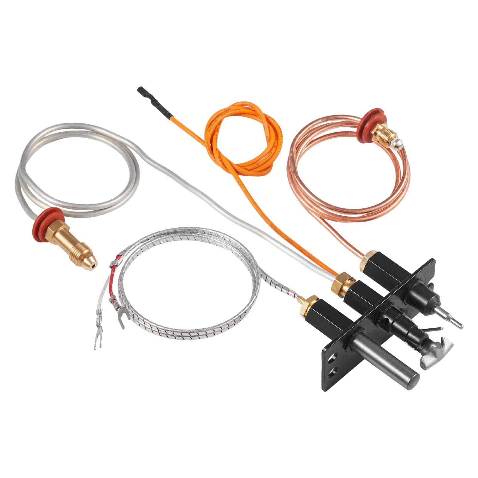 Gas Fireplace Pilot Ignition Assembly, Four 24in Parts Pilot Tube Igniter Thermocouple Thermopile, Premium Tube Heat-Resistant Wiring OEM Replacement