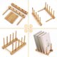 thumbnail image 2 of Estante para platos de madera de bambú, escurridor de platos, escurridor de secado, soporte de almacenamiento, organizador de gabinete de cocina para plato/plato/tazón/taza/tapa de olla/libro oso de fresa Hogar, 2 of 6