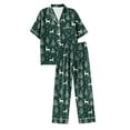 thumbnail image 4 of UngA Christmas Silk Pajamas for Women Satin Button Down Christmas Tree Pajamas Classic Soft Womens Christmas Pajamas,Size XL, 4 of 5