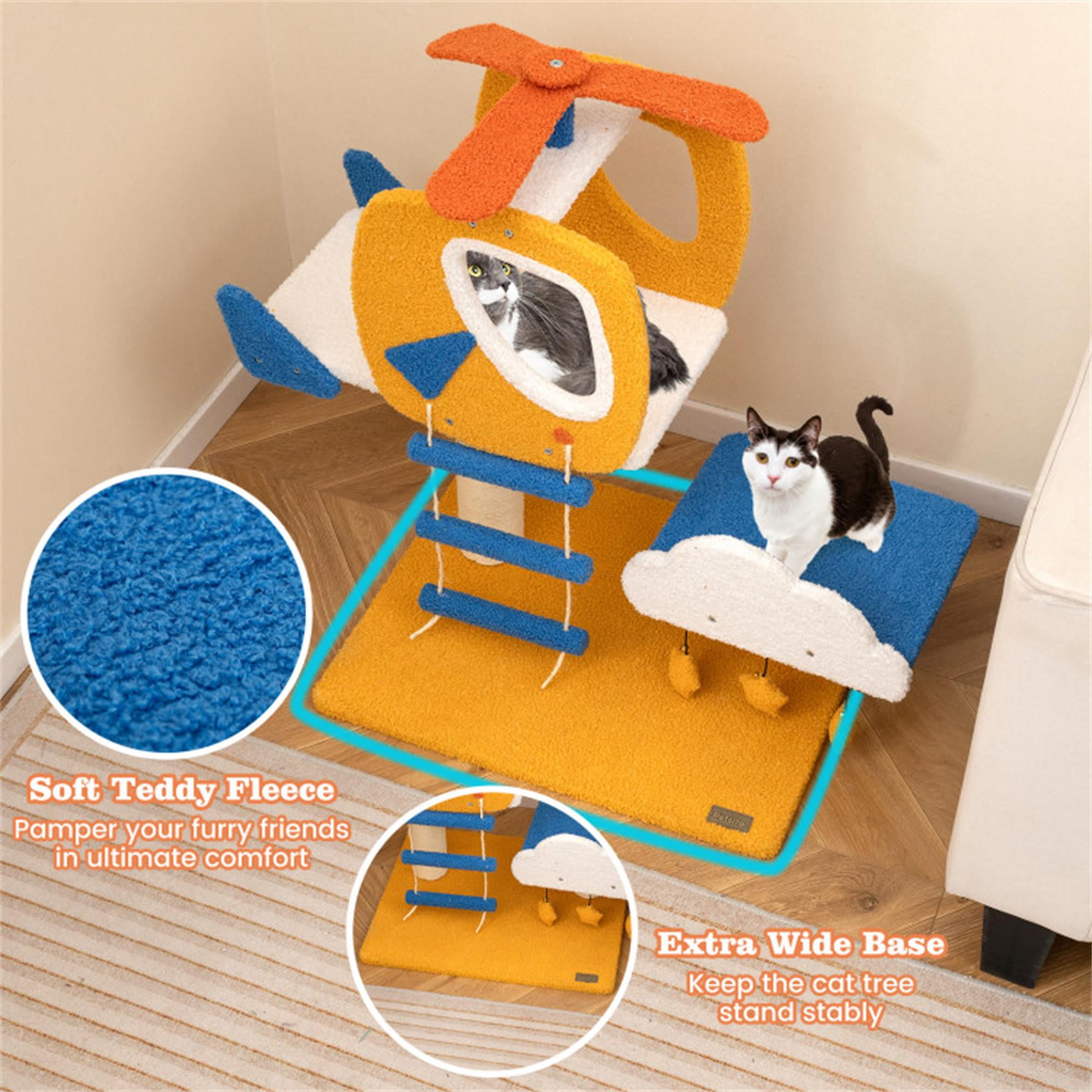Kadyn 30" Small Cat Tree Tower Condo with Scratching Posts and Platform, Aviation-themed Cat Activity Center Play for Kittens, Multicolor