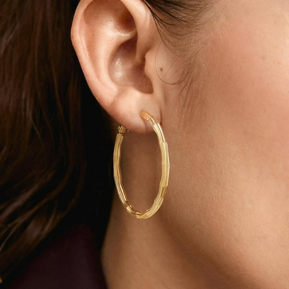 Gold Hoop Earrings For Women 14K Gold Plated Twisted Beaded Thick Hoops Earring Hypoallergenic Simple Gold Jewelry Gifts[Z5002]